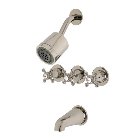 KINGSTON BRASS KBX8136BX Three-Handle Tub and Shower Faucet, Polished Nickel KBX8136BX